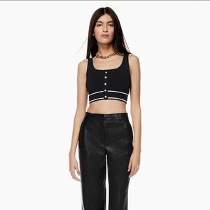 NWT Aritzia Babaton Black Sculpt Knit Buttoned Tank Top